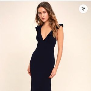Lulus Formal Gown - Navy Blue Maxi Dress - Size Medium